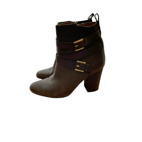 Louise et Cie Lo Seneca Brown Double Strap Ankle Leather Booties 7 - Picture 2 of 11